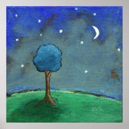 星空の樹々、幻想的な樹林の風景アート ポスター
