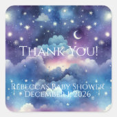 星空の歓迎シャワー – 月と星 スクエアシール (正面)