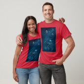 星空の水面を渡る惑星を背負うカメ b tシャツ (ユニセックス)