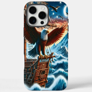 星空の海に浮かぶイーグルのパーチ iPhone 16 PRO MAXケース