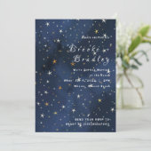 星空の深い青の夜の結婚式 招待状 (スタンド正面)
