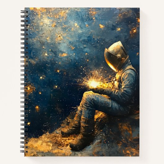 星空の溶接工 - 宇宙の溶接アート ノートブック (正面)