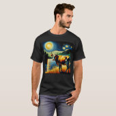 星空の牛 ヴァンゴッホ ラバー ファーマー Tシャツ (正面フル)