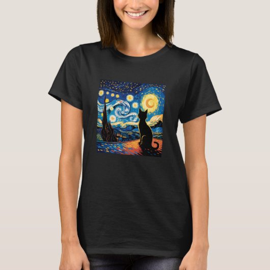 星空の猫 Tシャツ (正面)