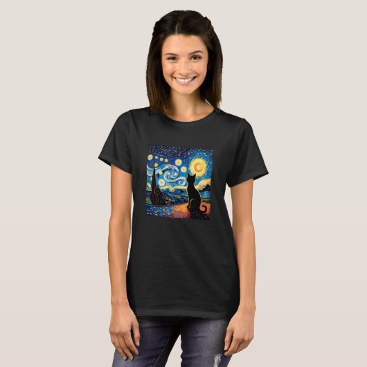 星空の猫 Tシャツ (正面フル)
