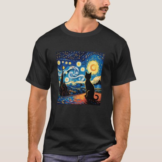 星空の猫 Tシャツ (正面)