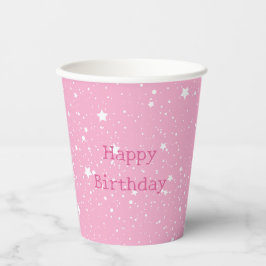 星空の白いピンクの誕生日 紙コップ