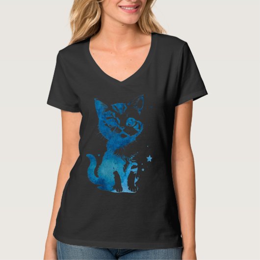星空の目をした子猫 Tシャツ (正面)