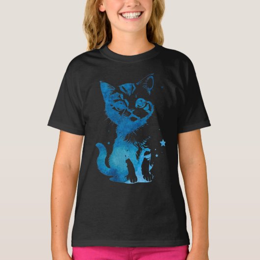 星空の目をした子猫 Tシャツ (正面)