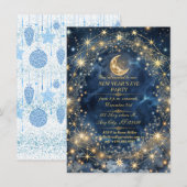 星空の祝宴：新年の夜の招待状 招待状 (正面/裏面)