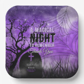 星空の紫のゴシック墓地の満月 ペーパープレート (正面)