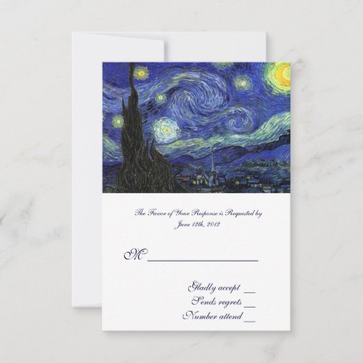 星空の結婚式承諾カード RSVP (正面)