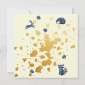 星空の羊と森の友人ベビーシャワー金ゴールド セーブザデート (裏面)