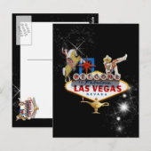 星空の背景にラスベガス ウェルカム サイン ポストカード (正面/裏面)