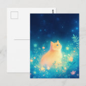 星空の草原のオレンジの子猫 ポストカード (正面/裏面)