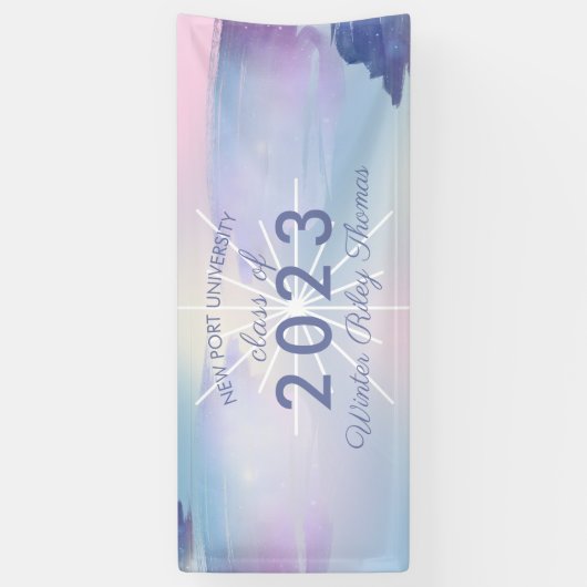 星空の虹色スタイリッシュのパステル卒業パーティー 横断幕 (縦)