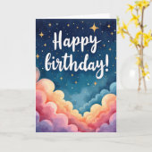 星空の誕生日の夜のカード カード (黄色い花)