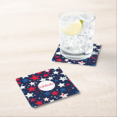 星空の輝き：赤、白、青のパーティー広場 スクエアペーパーコースター (インサイチュ)