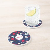 星空の輝く赤、白、青の石のコースター コースター (側面)