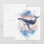 星空の銀河の中を泳ぐザトウクジラ ポストカード (正面/裏面)