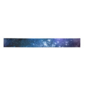 星空の銀河 青い夜空 白い輝き パターン サテンリボン (正面)