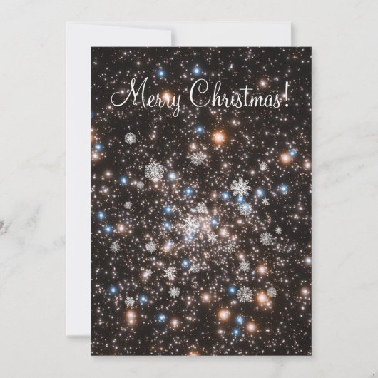 星空の雪のカスタマイズ可能なクリスマスカード 招待状 (正面)
