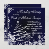 星空の雪の夜のホリデーパーティー招待状 招待状 (正面/裏面)