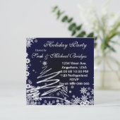 星空の雪の夜のホリデーパーティー招待状 招待状 (スタンド正面)