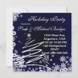 星空の雪の夜のホリデーパーティー招待状 招待状