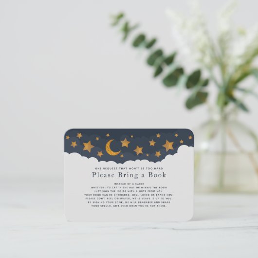 星空の雲のベビーシャワー　本を持ってきてください 名刺 (スタンド正面)