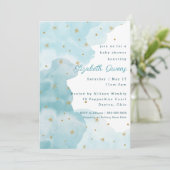 星空の雲 – 青 – 赤ちゃんシャワー招待状 招待状 (スタンド正面)