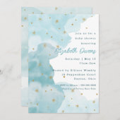 星空の雲 – 青 – 赤ちゃんシャワー招待状 招待状 (正面/裏面)