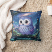 星空の青いフクロウのギャラクシー枕 クッション (ブランケット)