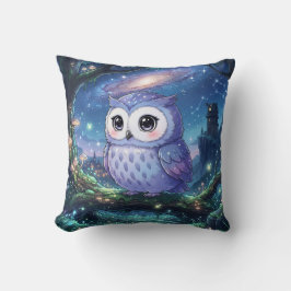 星空の青いフクロウのギャラクシー枕 クッション