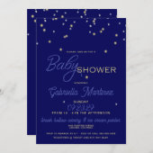 星空の青いベビーシャワー 招待状 (正面/裏面)