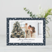 星空の青い写真メリークリスマス シーズンカード (スタンド正面)