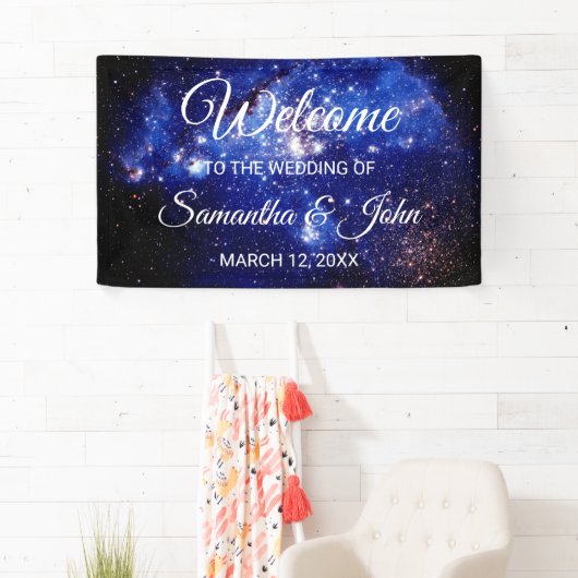星空の青と白結婚の星 横断幕 (インサイチュ)