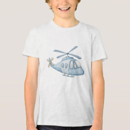 星空の青 水彩 ヘリコプター ぬいぐむ トライブレンドＴシャツ