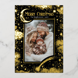 星空の魔法のメリークリスマスの写真 箔シーズンカード