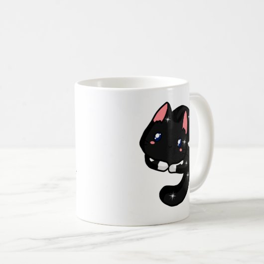 星空の黒猫の猫好き コーヒーマグカップ (正面右)