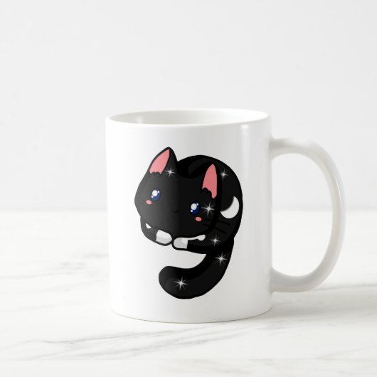 星空の黒猫の猫好き コーヒーマグカップ (右)