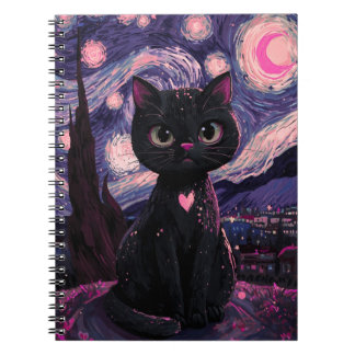 星空の黒猫ノートブック | 夢のような天体 ノートブック