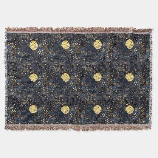 星空の黒猫 スローブランケット (正面)