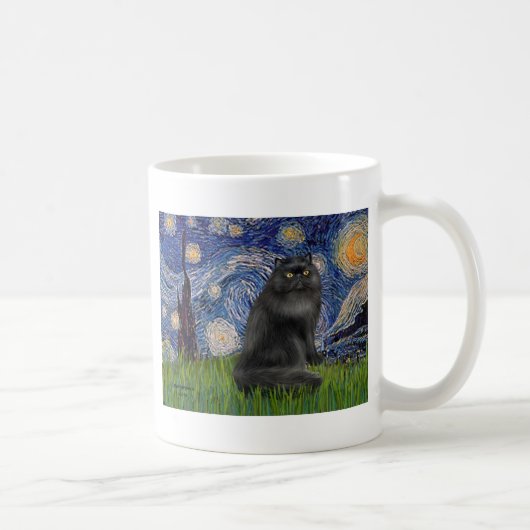星空の黒猫 ペルシャ猫 コーヒーマグカップ (右)