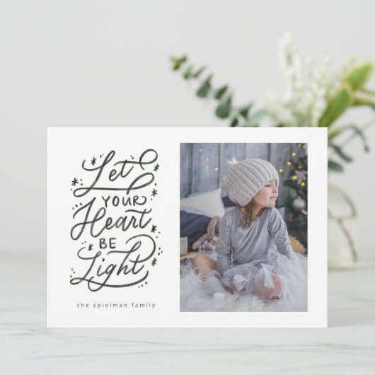 星空をイメージした手書き文字のホリデーカード（写真裏3枚付き） シーズンカード (スタンド正面)