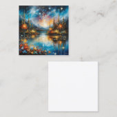 星空を反射する超現実的な鏡の湖 スクエア名刺 (正面/裏面)