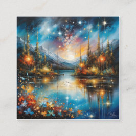 星空を反射する超現実的な鏡の湖 スクエア名刺
