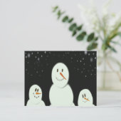星空を楽しむ雪だるまの絵 ポストカード (スタンド正面)