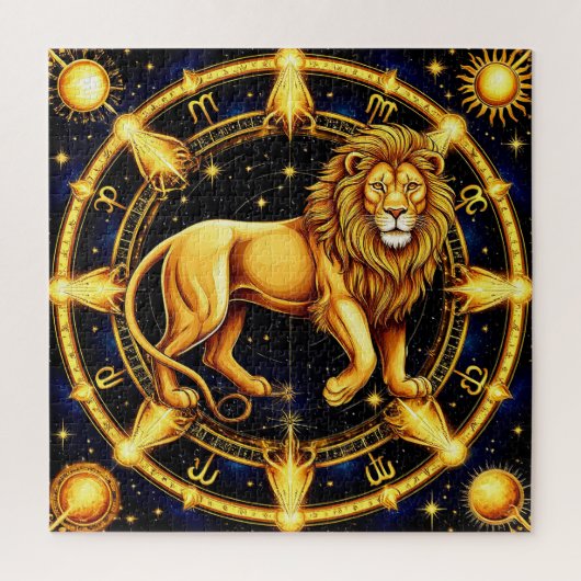 星空を背景にした獅子座のシンボル ジグソーパズル (縦)