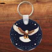 星空を背景に飛ぶ鷲 キーホルダー (裏面)